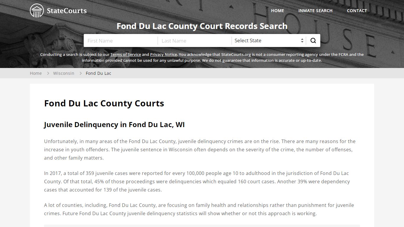 Fond Du Lac County, WI Courts - Records & Cases - StateCourts